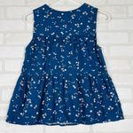 Gap ‎ Blue Tiered Sleeveless Top, Size XS, beautiful white peach flowers Photo 7