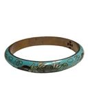Vintage Baby Blue Cloisonné Floral Bangle Bracelet Photo 1