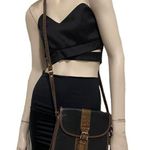 Brahmin Vintage 80’s Black/Brown Croc Leather Crossbody Bag Photo 2