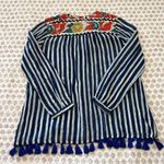 Roller Rabbit Josephina Striped 100% Cotton Tunic Shirt Tassel Hem Size XS Photo 3