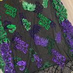 Mardi Gras Themed Black Scarf with Colorful Sequins NWT Photo 2