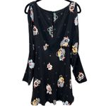 Free People NWT Sunshadows Washed Black Floral Print Mini Dress Cold Shoulder Photo 4