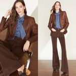Veronica Beard  Miller Lamb Leather Dickey Jacket in Brown Sz 2 Photo 1