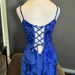 Women’s Blue Sparkly Mermaid Fit Prom Party Dress CrissCross Straps Size 2 Photo 4