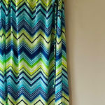 Lily Bleu‎ Sz L Strapless Chevron Maxi Casual Dress Neon Striped Belted Green Size L Photo 0