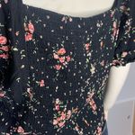 Macy's Macy’s x Crave Fame Boho Black Floral Crop Sweatheart Neck Top Photo 5