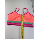 Pink Lily  Neon Orange Pink Green Textured Crop Top Swimsuit Bikini‎ Top Large Photo 3