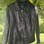 DC COLLECTION Black Leather Jacket Sleek Design Size L Photo 0