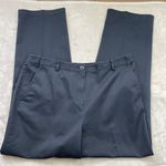 L.L. Bean Classic Fit Navy Trousers Women's 14 100% Cotton Hidden Stretch Sides Blue Photo 12