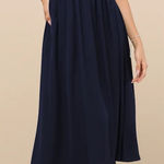 Lulus NWOT  Size Small Emrah Navy Blue Cross-Front Cutout Halter Midi Dress Photo 0