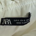 ZARA Draped Poplin Mini Dress White Off the Shoulder Ruched Size Small S Photo 7