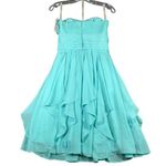 David's Bridal Womens 0 F14169 Aqua Strapless Chiffon Formal Dress Bridesmaid NWT Photo 7