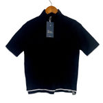 ZARA NWT  Knitwear Collection Short Sleeve Contrast Mock Neck Sweater S Black Photo 0