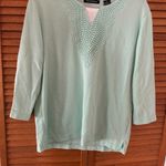 Speculation Women’s Turquoise Laced 3/4 Quarter Sleeve Blouse Sz M Green Size M Photo 2