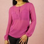 Bebe  Womens Size S Sheer Chiffon Collarless Blouse‎ Photo 4