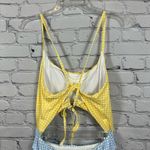 AQUA One-Piece Swimsuit Cut-Outs Checkered Cornflower Blue & Yellow XL NWT Photo 8
