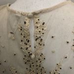 Willow & Clay Top Crocheted Beaded Cami Sleeveless Floral Mesh Sheer Cream Black Photo 3