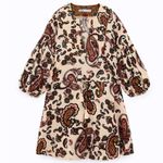 ZARA  COTTON PAISLEY PRINT MINI DRESS 3/4 Sleeves SIZE XS NEW Photo 6