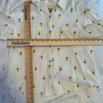Rae Dunn  Women's Linen Pineapple Print Button Up Shirt Short Sleeve Collar Large Photo 1