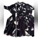 Intermix Black & White Printed Long Sleeve Button-Front Tie Mini Dress Sz S Photo 11