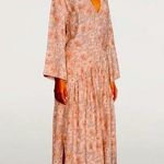 Vince NWT $435 Dahlia Long-sleeve Double V-neck Dress Lotus Photo 1