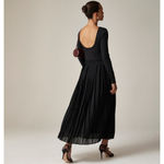 J.Crew  Pleated Ballet Maxi Dress Stretch Cotton Long Sleeve Black Party XS NWT Photo 4