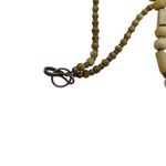 Vintage Carved Bone & Wood Boho Statement Necklace 21” Tribal Natural Earthy Brown Photo 3
