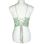 ZARA Pink Green Floral Satin Halter Spaghetti Strap Crop Top Size Small Photo 1