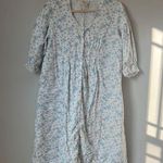 Floral Coquette Flanel Nightgown with Ruffle Trim Sz Medium White Photo 0