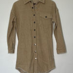 Bohme Tan Corduroy Button Up Mini Dress Size Small Long Sleeve Casual Photo 0