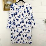 Ralph Lauren Lauren Lace Trim Floral Dress Colonial Cream/Blue Multi Size 16 Photo 3