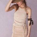 Free People  FP One Katya Thermal Mini Dress Sand Bodycon Waffle Ruched M Photo 1