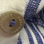 Foxcroft Size 18 Linen Purple & White Stripe Hidden Button Front Shirt Top Photo 9