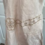 Handmade Linen  Floral Beads Embroidery Aprox L Photo 3