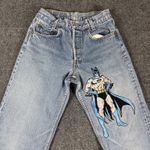 Levi's Vintage 90s BATMAN  Embroidered Button Fly Too Cute Jeans 24x29 USA Made Photo 2