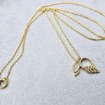18k Gold Plated 925 Sterling Silver Necklace Angel Wings Double Pendants Photo 3