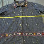 Denim&Co Blue Embroidered Shirt Floral 1X 100 Cotton Jean Button Up Cottagecore Photo 4