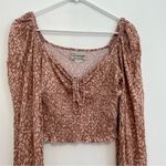 Urban Outfitters UO Old Soul Smocked Top Mauve Pink ish Leopard Cheetah Crop Top Photo 5
