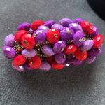Beaded pink and purple festive Stretch Bracelet Photo 3