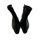 Taryn Rose  Black Low Wedge Leather Boots Booties Suede Ruched Size 36 5.5 Womens Photo 5