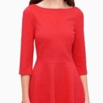 Kate Spade Dress Womens Large Red Boat Neck Ponte Fit Flare Pockets Holiday Photo 0