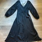 Free People Later Days Midi Button Front Lattice Back Black Dress Size 2 Photo 0