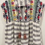 Anthropologie Multicolor Embroidered Strip Blouse Photo 0