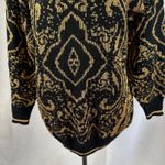 Vintage 80's Pronto Moda Gold Metallic Knit Turtleneck Sweater Women Small‎ Black Photo 3