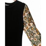 SheIn Festival Black Top Large Boho Artsy Sheer Floral Paisley Statement Sleeves Photo 7