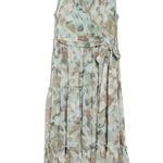 Calvin Klein  Tiered Maxi Dress Floral Eucalyptus Green Tan Size 8 NEW with Tag Photo 5