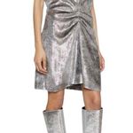 Isabel Marant Rosemaya Cowl Neck Snake Skin Silver Silk Blend Mini Dress 38 US S Photo 0