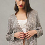Anthropologie Women's Mare Mare Taupe Silver Sequin Open Jacket XXS Petite Photo 0