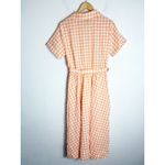 Maison Tara Gingham Belted Midi Shirtdress Size 14 Orange Lightweight Photo 13