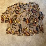 Ulla Popken 100% Linen Popover V Neck Blouse Top 28/30 Autumn Fall Colors Tan Photo 0